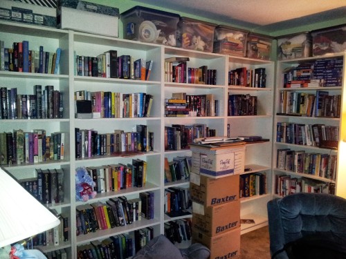The bulk of my library. Once I take care of those boxes, this will be my dream room realized.