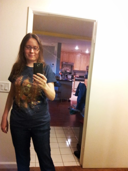 My writing uniform: jeans and a T-shirt.